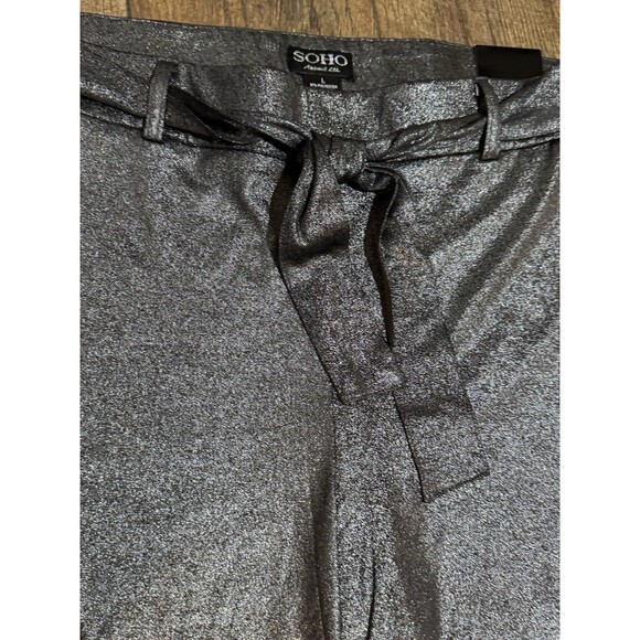 NWT Soho Apparel Ltd Pull-On Wide Leg Pants Size L Stretchy Comfort Silver Disco - Picture 2 of 7
